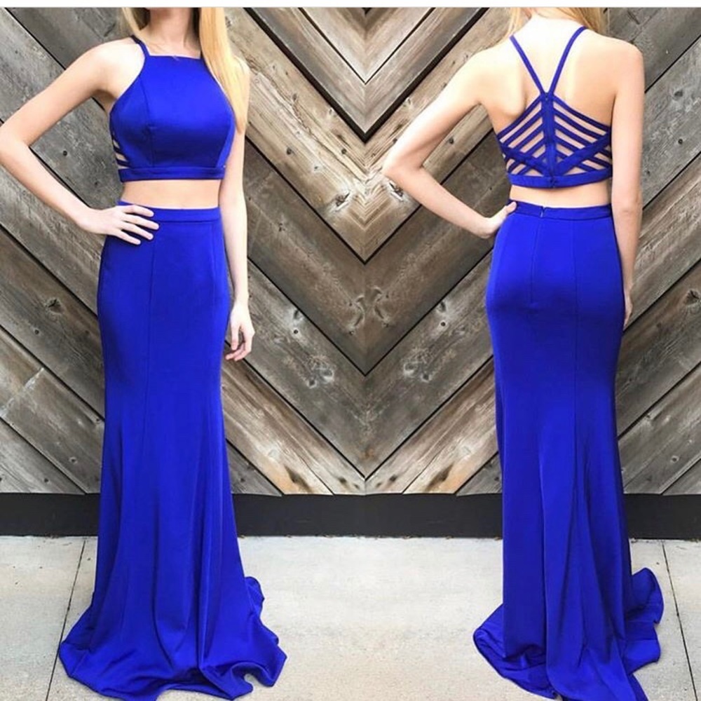 La Femme Two Piece Formal Prom Dress
